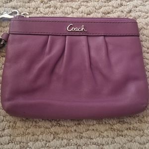 Coach Purple Plum Pleated Leather Wristlet #F43431